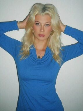 Royal Blue Long Sleeve Cowl Neck Top